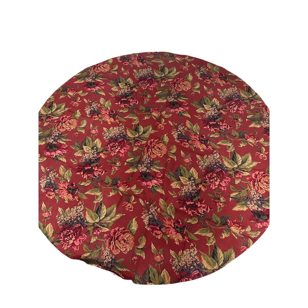 Vintage Avon Home Multi Floral Red Green Round Table Cloth Bed Table